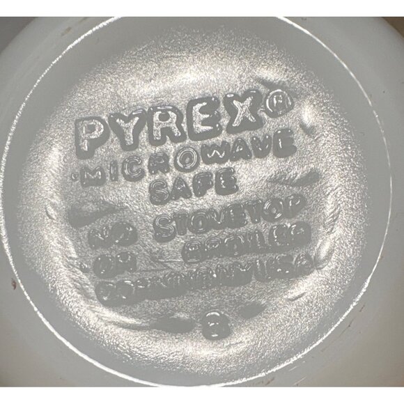 Set Of 3 Vintage Pyrex Coffee Tea Cups Yellow & Blue Floral Butterfly Design - Picture 10 of 12